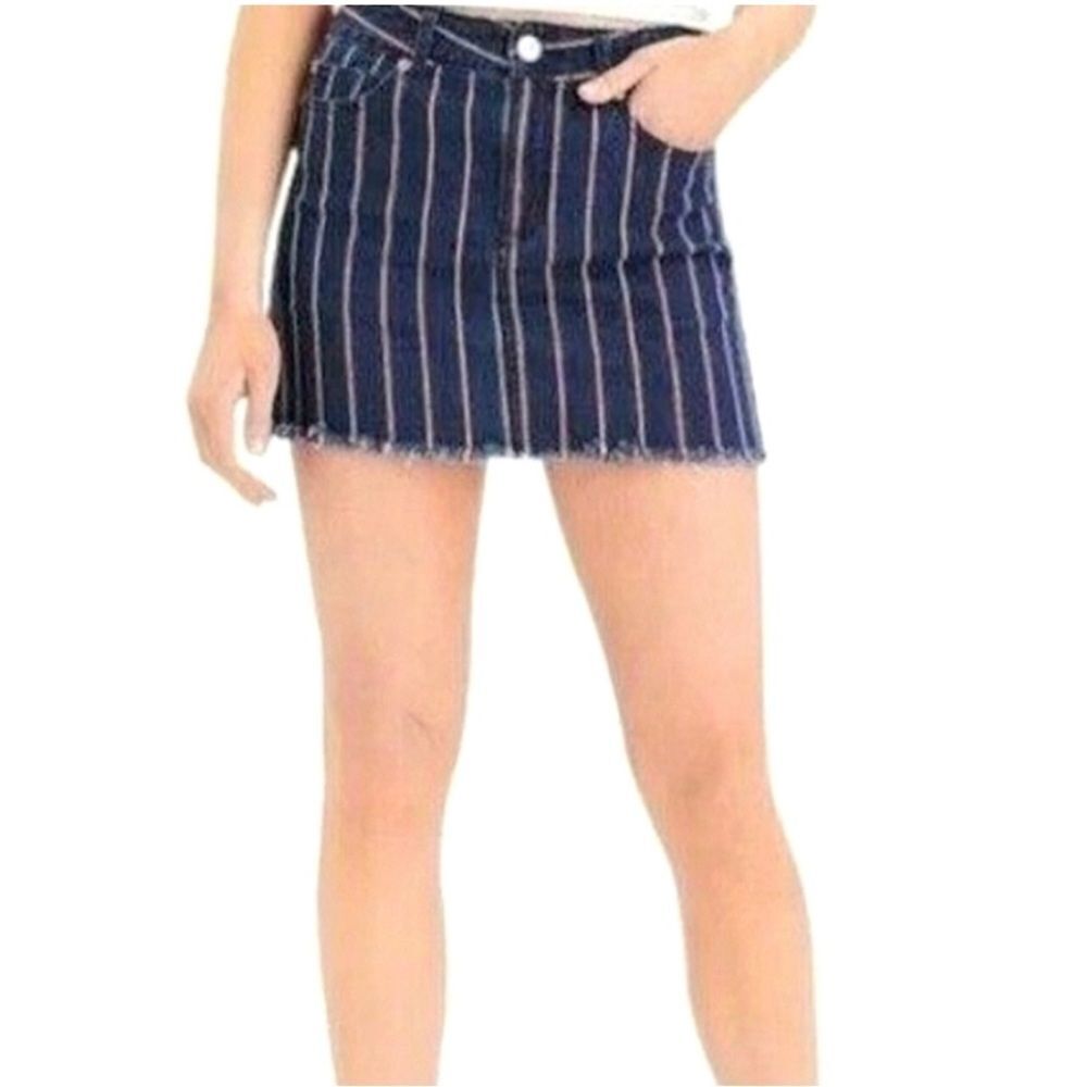 American Eagle Hi-Rise Mini Dark Wash Denim Pinstripe Skirt Size 2